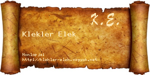 Klekler Elek névjegykártya